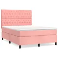cadre de lit avec matelas Rose 140x190 cm Velours