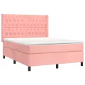 cadre de lit avec matelas Rose 140x190 cm Velours