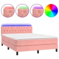 cadre de lit avec matelas et LED Rose 140x190 cm