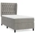 cadre de lit et matelas Gris clair 90x200 cm Velours