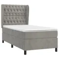 cadre de lit et matelas Gris clair 90x200 cm Velours