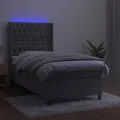 cadre de lit matelas LED Gris clair 90x190cm Velours