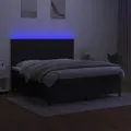 cadre de lit et matelas et LED Noir 160x200 cm Tissu