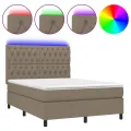 cadre de lit et matelas et LED Taupe 140x200cm Tissu