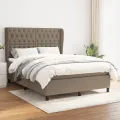 cadre de lit avec matelas Taupe 140x200 cm Tissu