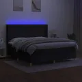 cadre de lit matelas et LED Noir 160x200 cm Tissu