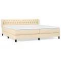 cadre de lit avec matelas Crème 200x200 cm Tissu