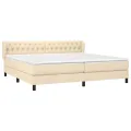 cadre de lit avec matelas Crème 200x200 cm Tissu