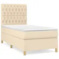 cadre de lit avec matelas Crème 100x200 cm Tissu