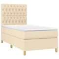 cadre de lit avec matelas Crème 100x200 cm Tissu