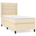 cadre de lit avec matelas Crème 100x200 cm Tissu