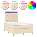 cadre de lit et matelas et LED Crème 120x200cm Tissu