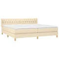 cadre de lit avec matelas Crème 200x200 cm Tissu