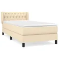 cadre de lit avec matelas Crème 100x200 cm Tissu