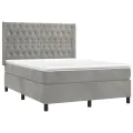 cadre de lit et matelas Gris clair 140x200cm Velours