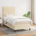 cadre de lit avec matelas Crème 90x200 cm Tissu