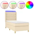 cadre de lit matelas et LED Crème 90x200 cm Tissu