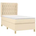 cadre de lit avec matelas Crème 90x200 cm Tissu