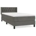 cadre de lit et matelas Gris foncé 90x190 cm Velours