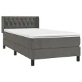 cadre de lit et matelas Gris foncé 90x190 cm Velours