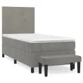 cadre de lit et matelas Gris clair 80x200 cm Velours