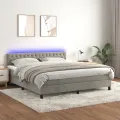 cadre de lit avec matelas LED Gris clair 160x200 cm