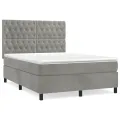 cadre de lit et matelas Gris clair 140x200cm Velours