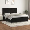 cadre de lit et matelas Noir 160x200 cm Velours