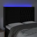 Tête de lit à LED Noir 163x16x118/128 cm Velours