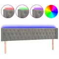 Tête de lit à LED Gris clair 183x16x78/88 cm Velours