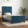 Cadre de lit avec tête de lit Bleu foncé 80x200 cm Velours
