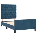 Cadre de lit avec tête de lit Bleu foncé 80x200 cm Velours