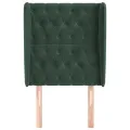 Tête de lit avec oreilles Vert foncé 83x23x118/128 cm Velours