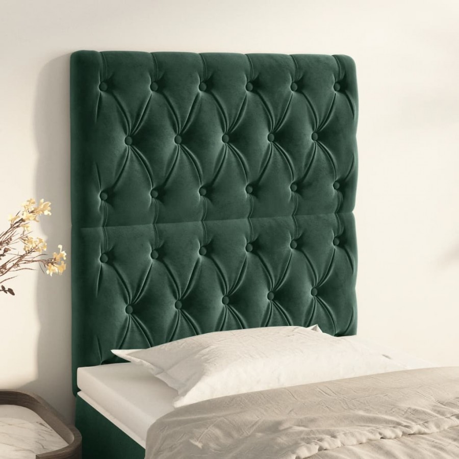 Têtes de lit 2 pcs Vert foncé 80x7x78/88 cm Velours