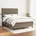 cadre de lit avec matelas Taupe 140x200 cm Tissu