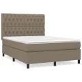 cadre de lit avec matelas Taupe 140x200 cm Tissu
