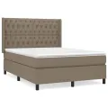 cadre de lit avec matelas Taupe 140x200 cm Tissu