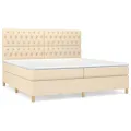 cadre de lit avec matelas Crème 200x200 cm Tissu