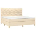 cadre de lit avec matelas Crème 200x200 cm Tissu
