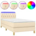 cadre de lit avec matelas LED Crème 100x200 cm Tissu