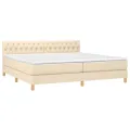 cadre de lit et matelas et LED Crème 200x200cm Tissu
