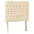 cadre de lit et matelas et LED Crème 120x200cm Tissu
