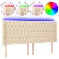 Tête de lit à LED Crème 203x16x118/128 cm Tissu