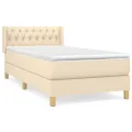 cadre de lit avec matelas Crème 100x200 cm Tissu