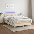 cadre de lit avec matelas LED Crème 120x200 cm Tissu