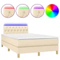 cadre de lit avec matelas LED Crème 120x200 cm Tissu