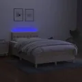 cadre de lit avec matelas LED Crème 120x200 cm Tissu