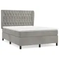 cadre de lit et matelas Gris clair 140x190cm Velours