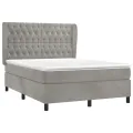 cadre de lit et matelas Gris clair 140x190cm Velours