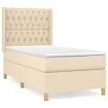 cadre de lit avec matelas Crème 90x200 cm Tissu